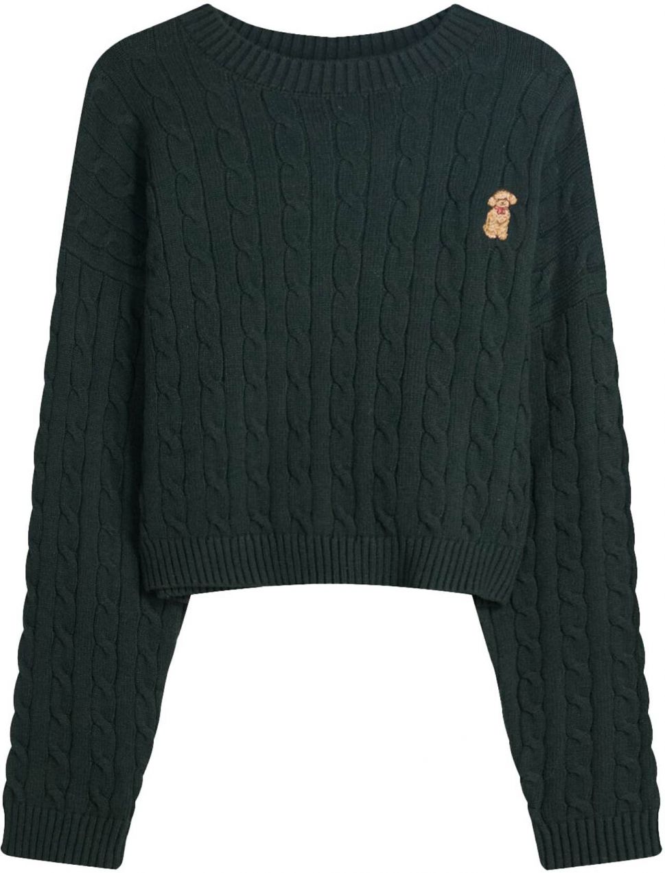 Bershka Sveter  kapučíno / tmavozelená / staroružová