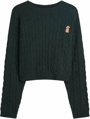 Bershka Sveter  kapučíno / tmavozelená / staroružová