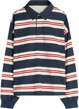Bershka Tričko  tmavomodrá / červená / šedobiela