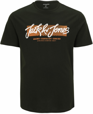 Jack & Jones Plus Tričko 'JJURBAN'  jedľová / oranžová / biela