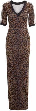 ADIDAS ORIGINALS Šaty 'Leopard V-Neck Maxi'  hnedá / tmavosivá / čierna / biela