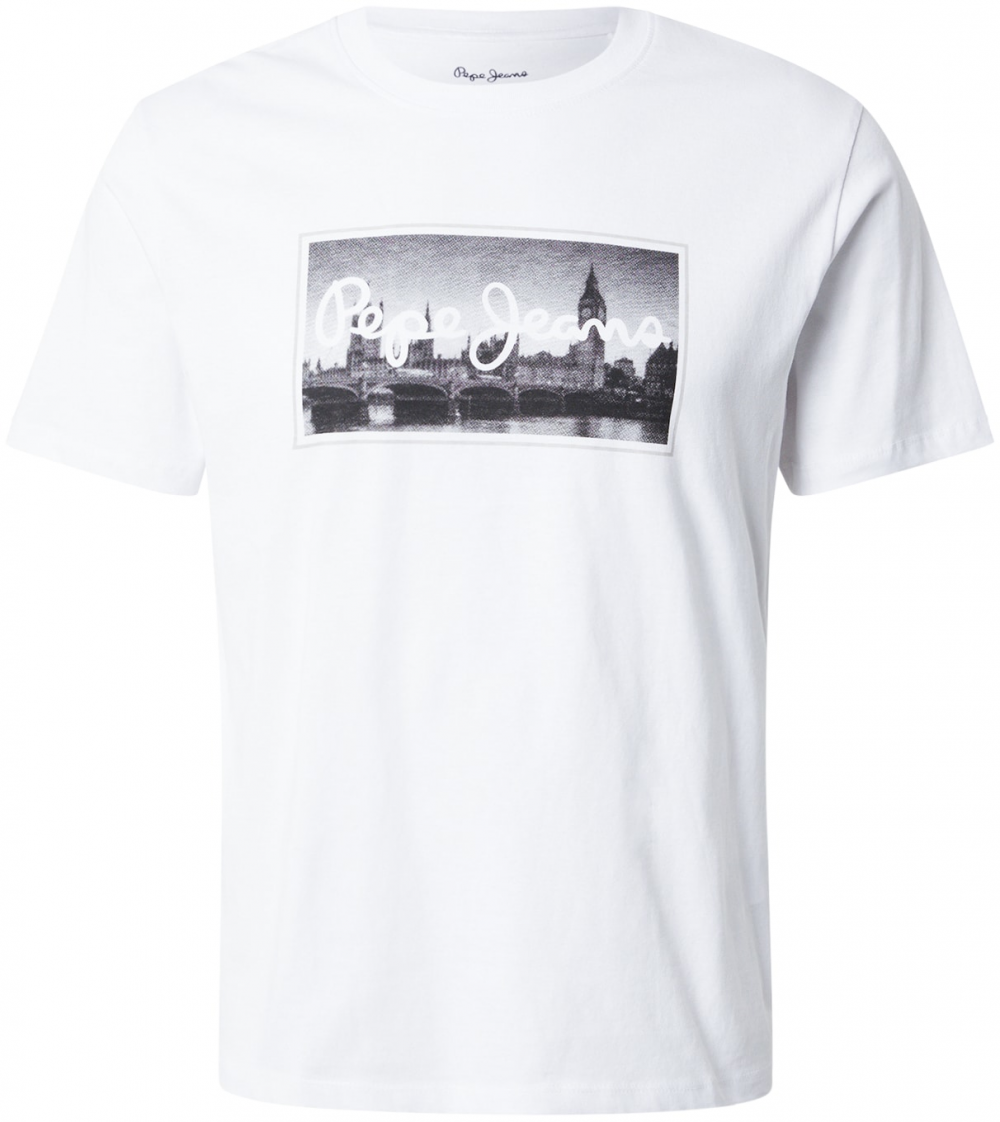 Pepe Jeans Tričko 'EMMETT'  sivá / čierna / biela