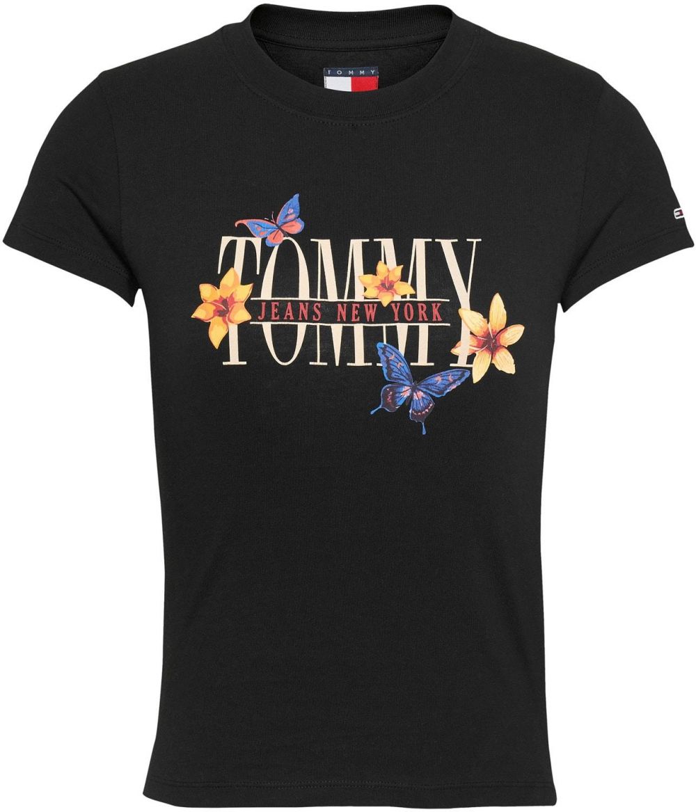 Tommy Jeans Tričko  béžová / modrá / červená / čierna