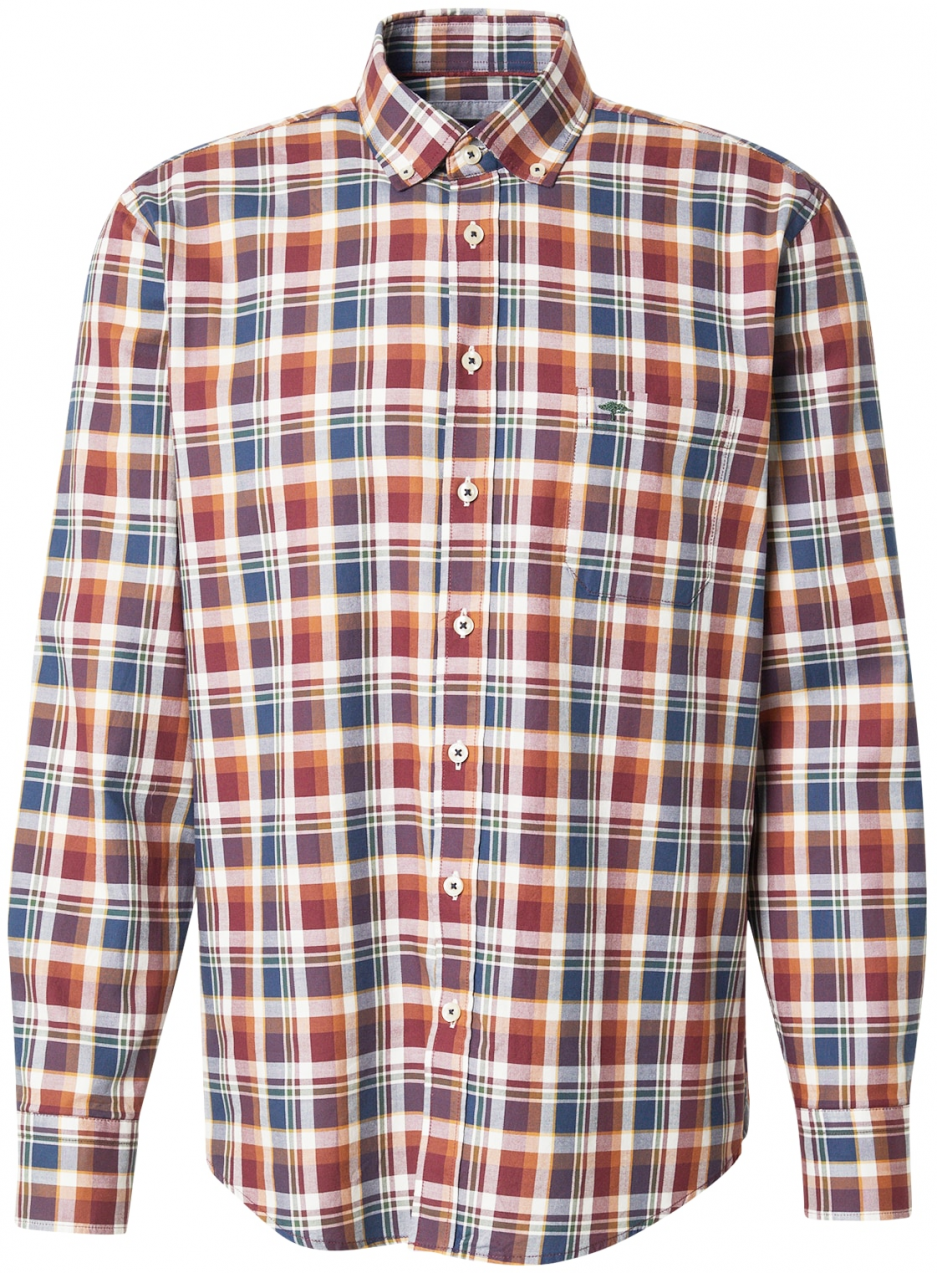 FYNCH-HATTON Košeľa  modrá / vínovo červená / merlotová / šedobiela