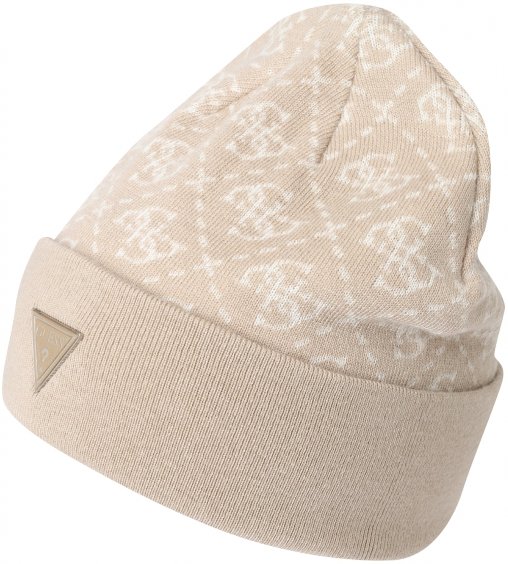 GUESS Čiapky '4G BEANIE'  béžová / biela