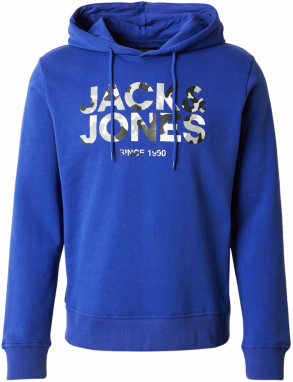 JACK & JONES Mikina 'JWHJAMES'  kráľovská modrá / svetlosivá / čierna / biela