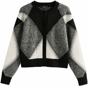 Next Kardigán 'Argyle'  sivá / čierna melírovaná / biela