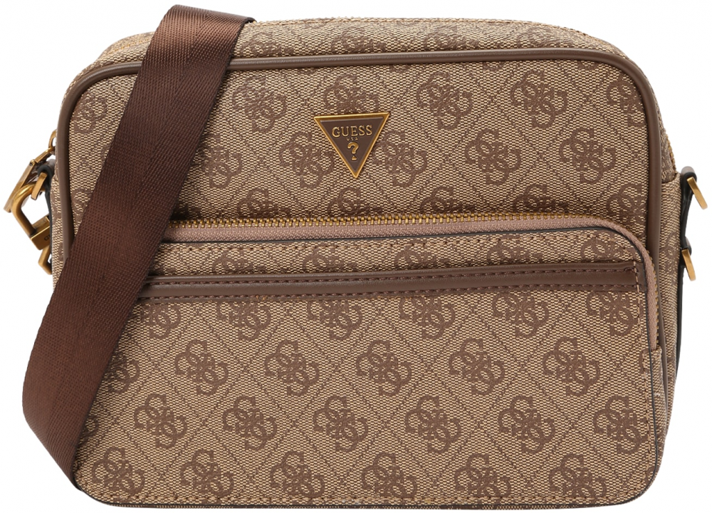 GUESS Taška cez rameno 'MILANO CROSSBODY DOUBLE ZIP'  béžová / hnedá