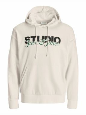 JACK & JONES Mikina 'JJYUKI'  krémová / zelená / čierna