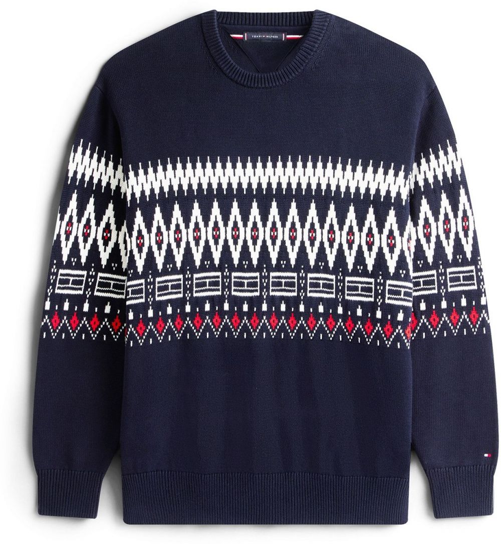Tommy Hilfiger Big & Tall Sveter  tmavomodrá / červená / biela