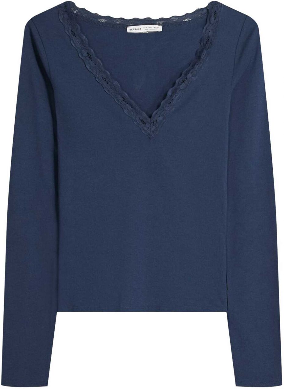 Bershka Tričko  tmavomodrá
