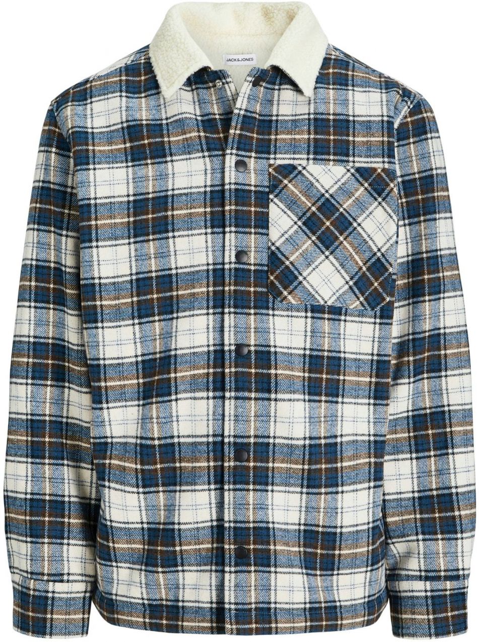 JACK & JONES Prechodná bunda 'JJZAC'  námornícka modrá / tmavomodrá / hnedá / šedobiela