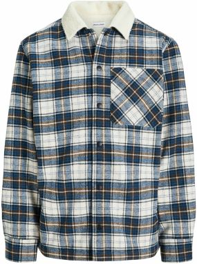JACK & JONES Prechodná bunda 'JJZAC'  námornícka modrá / tmavomodrá / hnedá / šedobiela