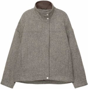 Pull&Bear Prechodná bunda  tmavosivá / biela