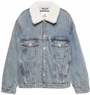 Pull&Bear Zimná bunda  modrá denim / biela