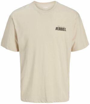 JJ Rebel Tričko 'JREBJIM'  krémová / tmavobéžová / čokoládová