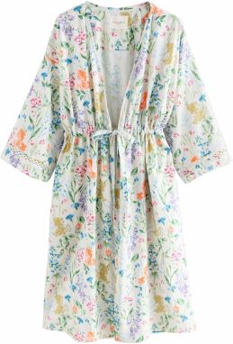 LAURA ASHLEY Dlhý župan  krémová / azúrová / trávovo zelená / koralová