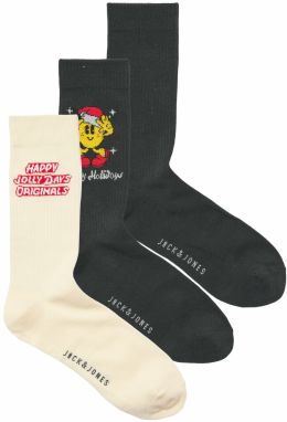 JACK & JONES Ponožky 'JACXMAS CARTOON'  žltá / svetlosivá / červená / čierna