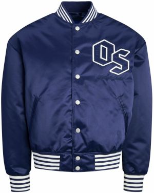 JACK & JONES Prechodná bunda 'JORMEADOWS'  námornícka modrá / biela