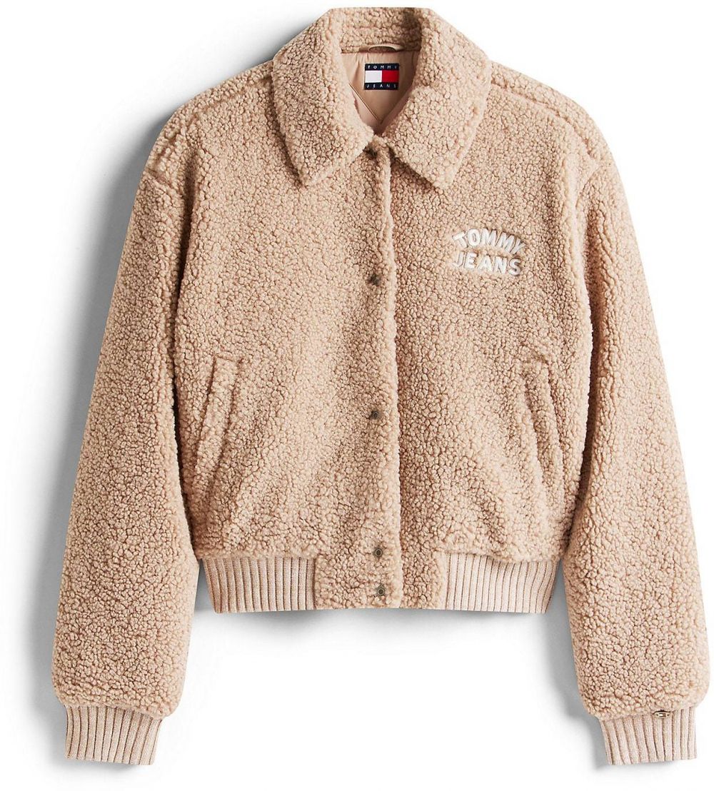 Tommy Jeans Prechodná bunda  béžová / biela