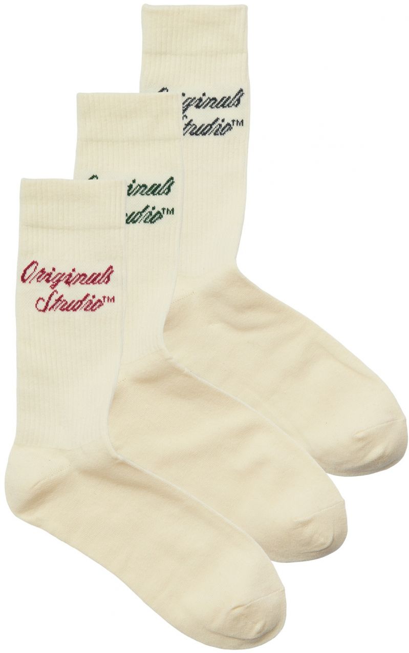 JACK & JONES Ponožky 'JACNORREBRO'  jedľová / vínovo červená / čierna / biela ako vlna