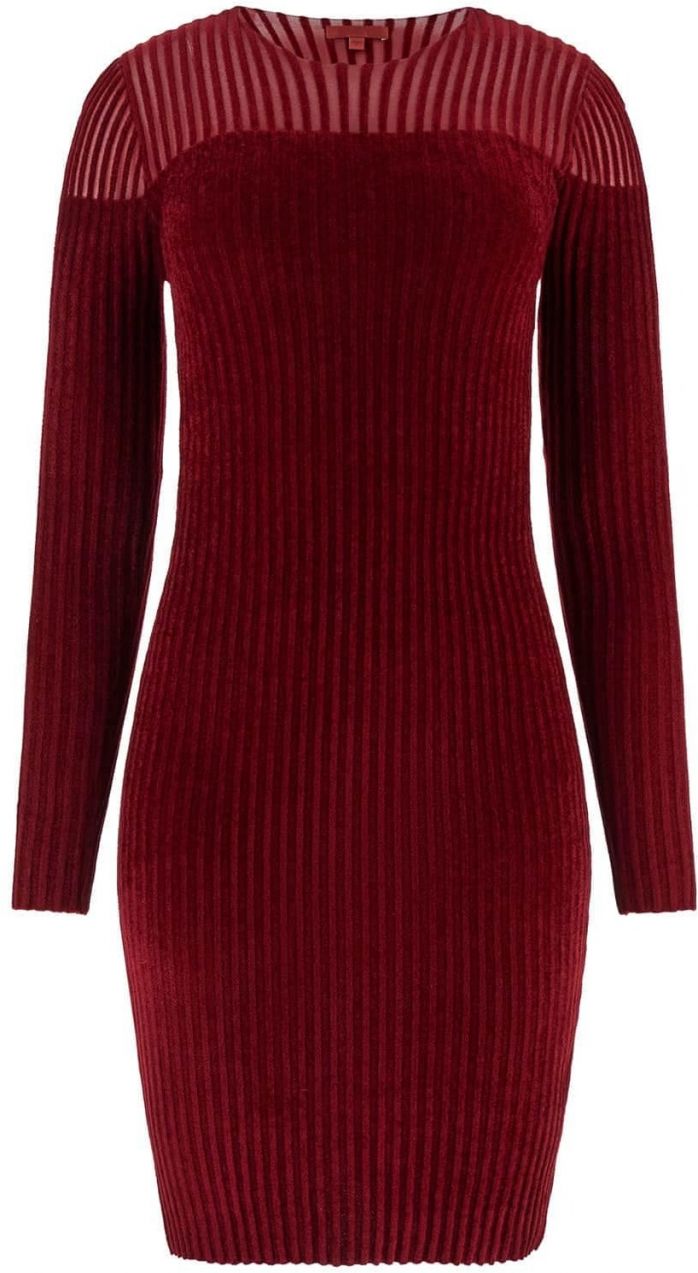 GUESS Pletené šaty 'ROWENA'  tmavočervená
