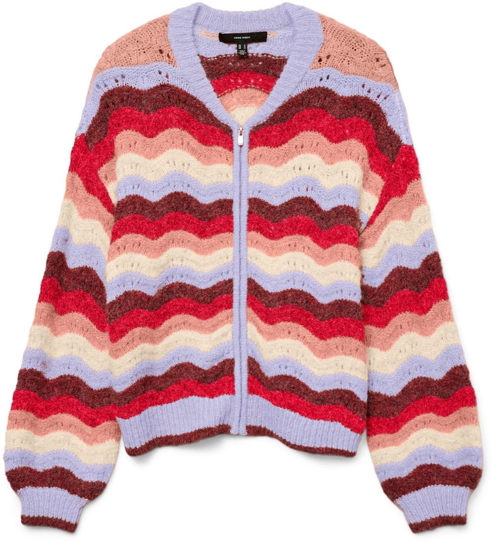 VERO MODA Kardigán 'VMDOJA'  svetlomodrá / broskyňová / červená / biela