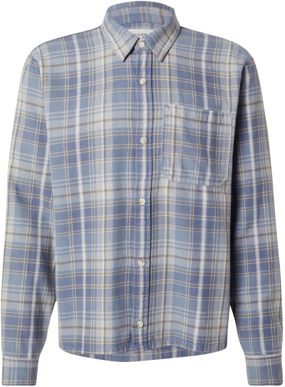 HOLLISTER Košeľa  modrosivá / tmavošedá / biela