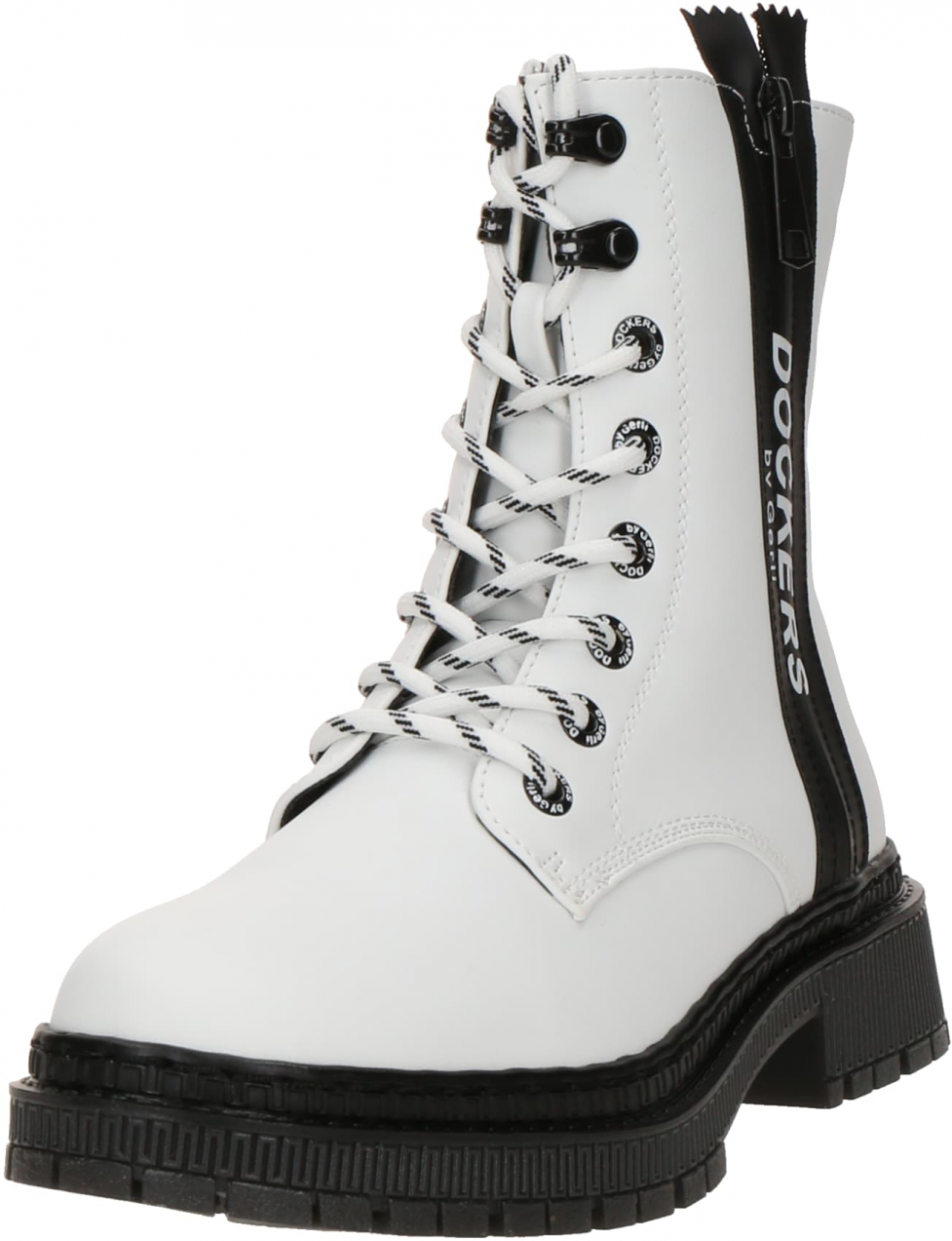 Dockers by Gerli Šnurovacie členkové čižmy  čierna / biela