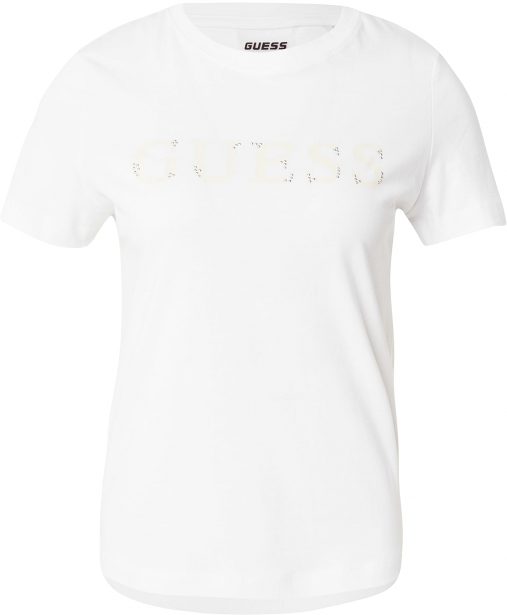 GUESS Tričko 'CLELIA'  béžová / biela