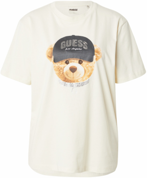 GUESS Tričko 'TEDDY BEAR HAT'  svetlohnedá / čierna / strieborná / prírodná biela