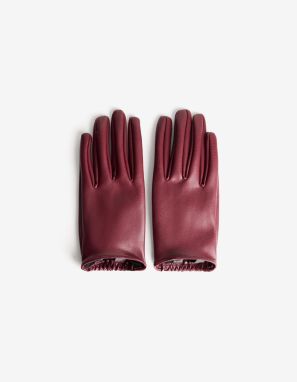 Bershka Prstové rukavice  burgundská