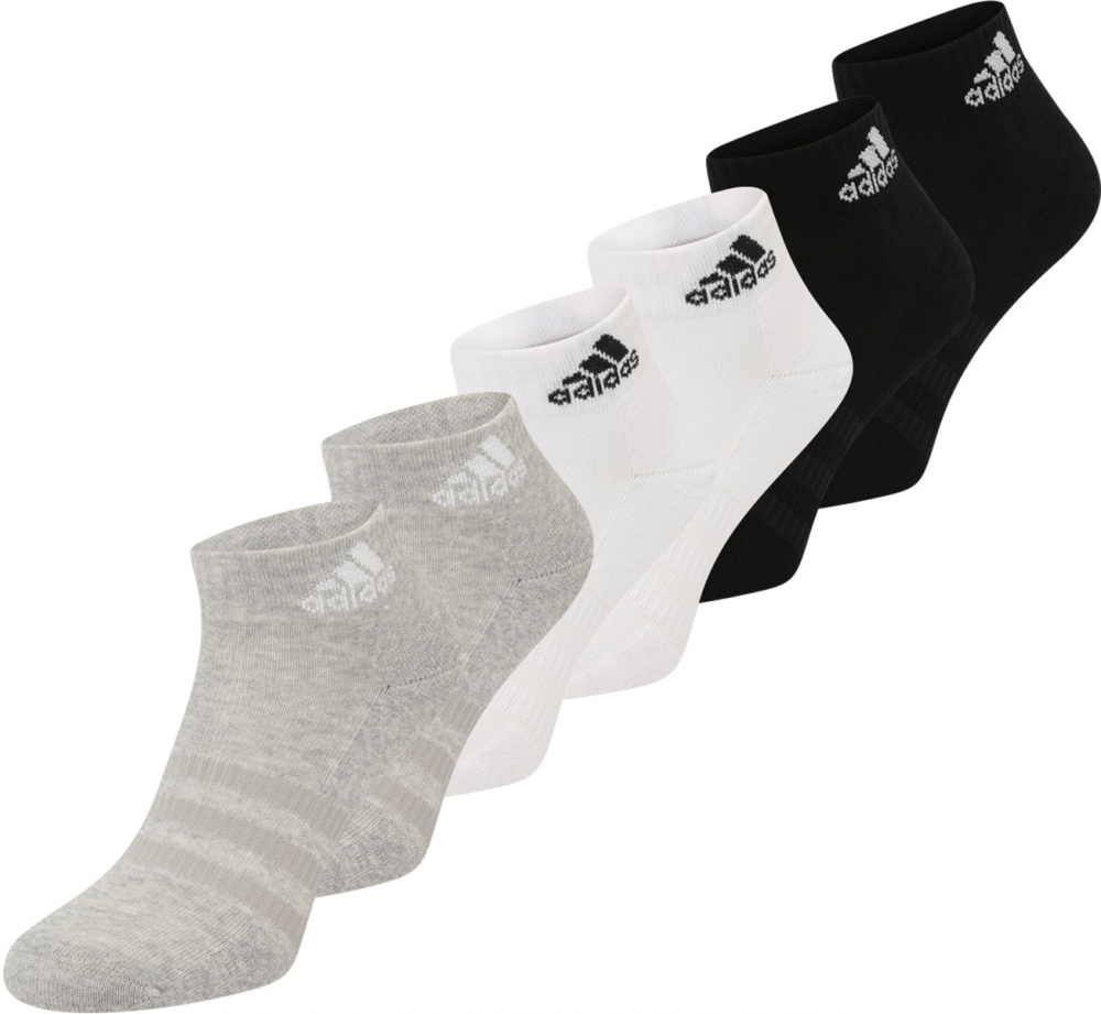 ADIDAS PERFORMANCE Športové ponožky 'Cushioned Sportswear Ankle 6 Pairs'  sivá / čierna / biela