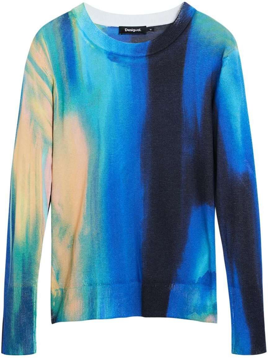 Desigual Sveter  béžová / modrá / tmavomodrá / svetlomodrá / zelená