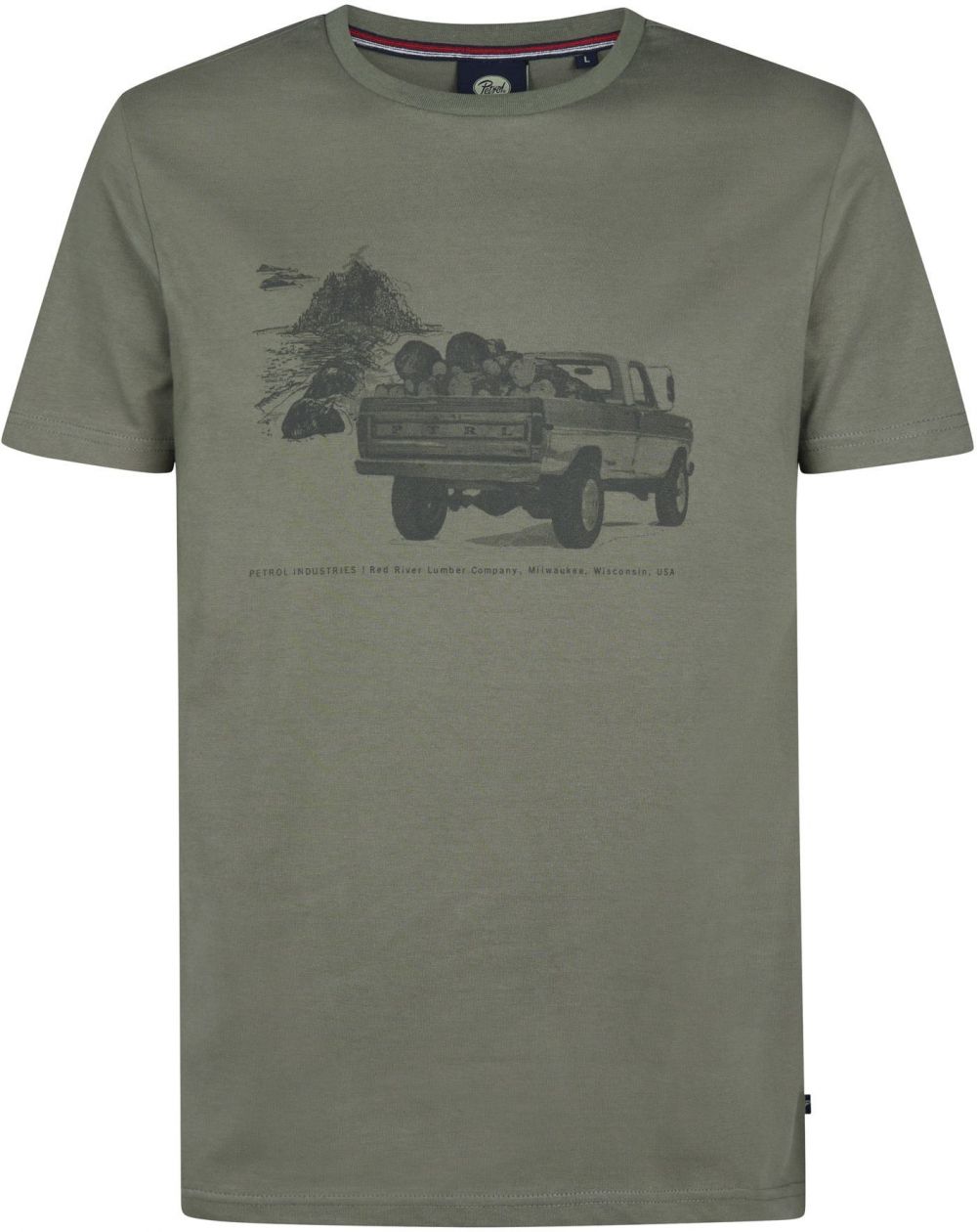 Petrol Industries Tričko  sivá / zelená