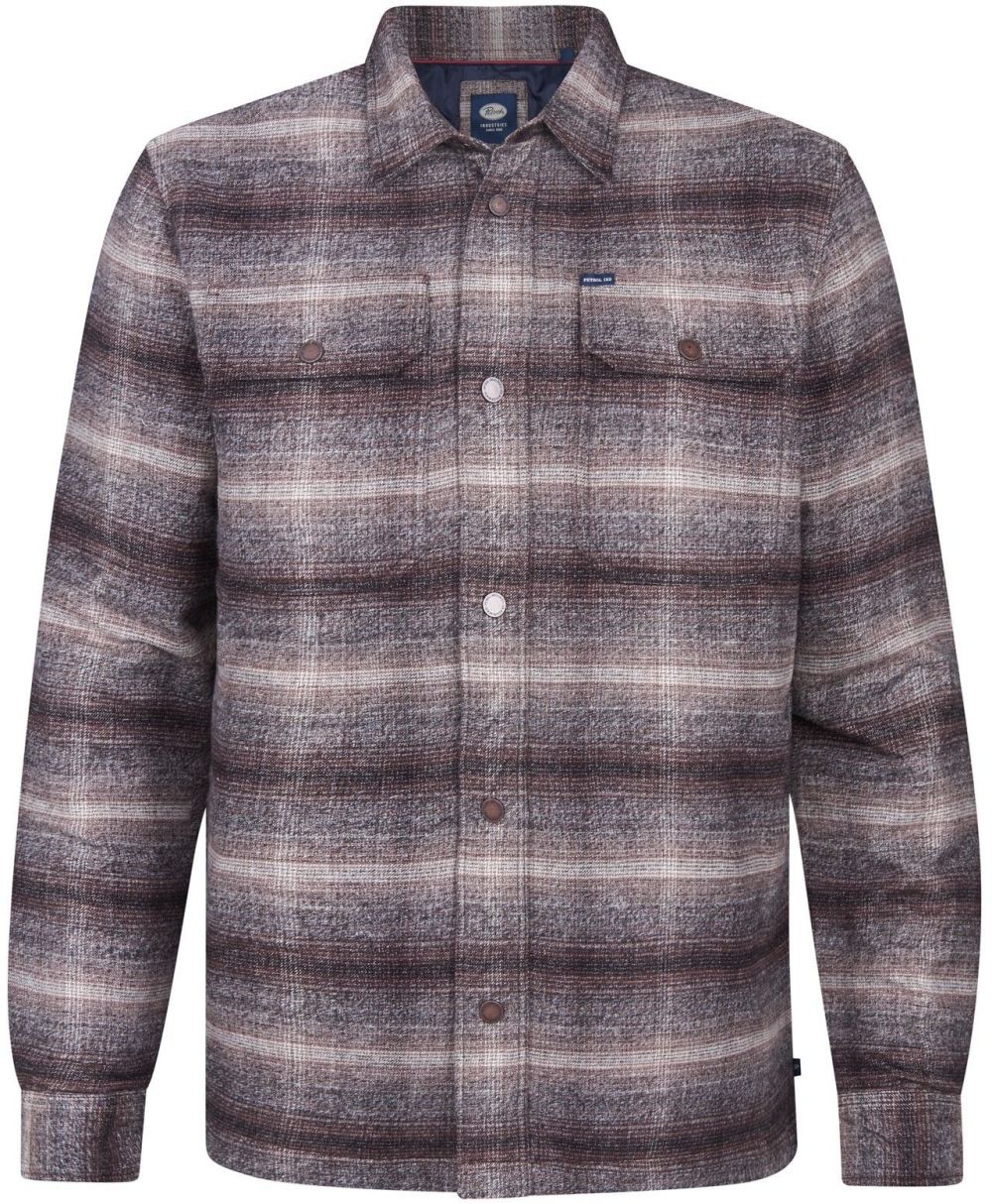 Petrol Industries Košeľa 'Menominee'  farby bahna / biela