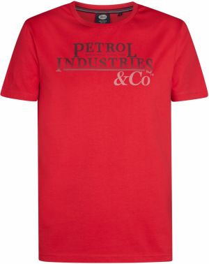 Petrol Industries Tričko 'Rawlins'  sivá melírovaná / červená