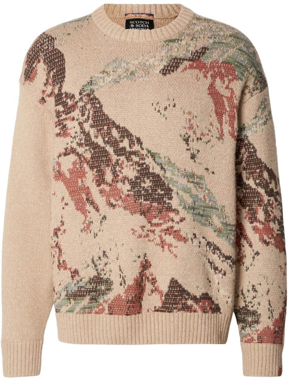 SCOTCH & SODA Sveter 'MOUNTAIN'  tmavobéžová / čokoládová / nefritová / pastelovo červená