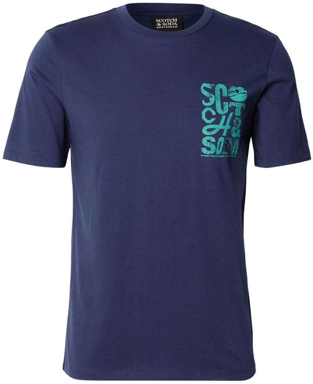 SCOTCH & SODA Tričko  tyrkysová / tmavomodrá