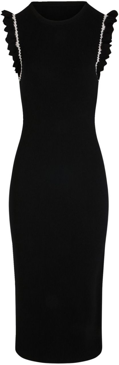 Morgan Pletené šaty  čierna / biela