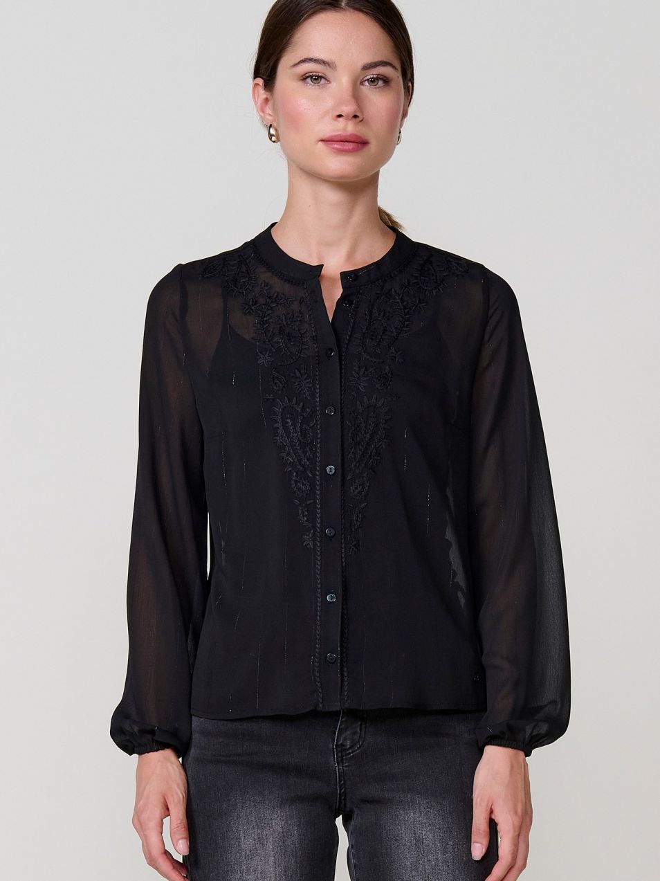 KOROSHI Blúzka  sivá / čierna