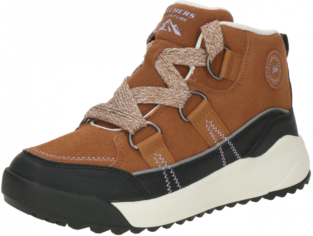 SKECHERS Šnurovacie členkové čižmy 'YANA'  svetlohnedá / čierna / biela