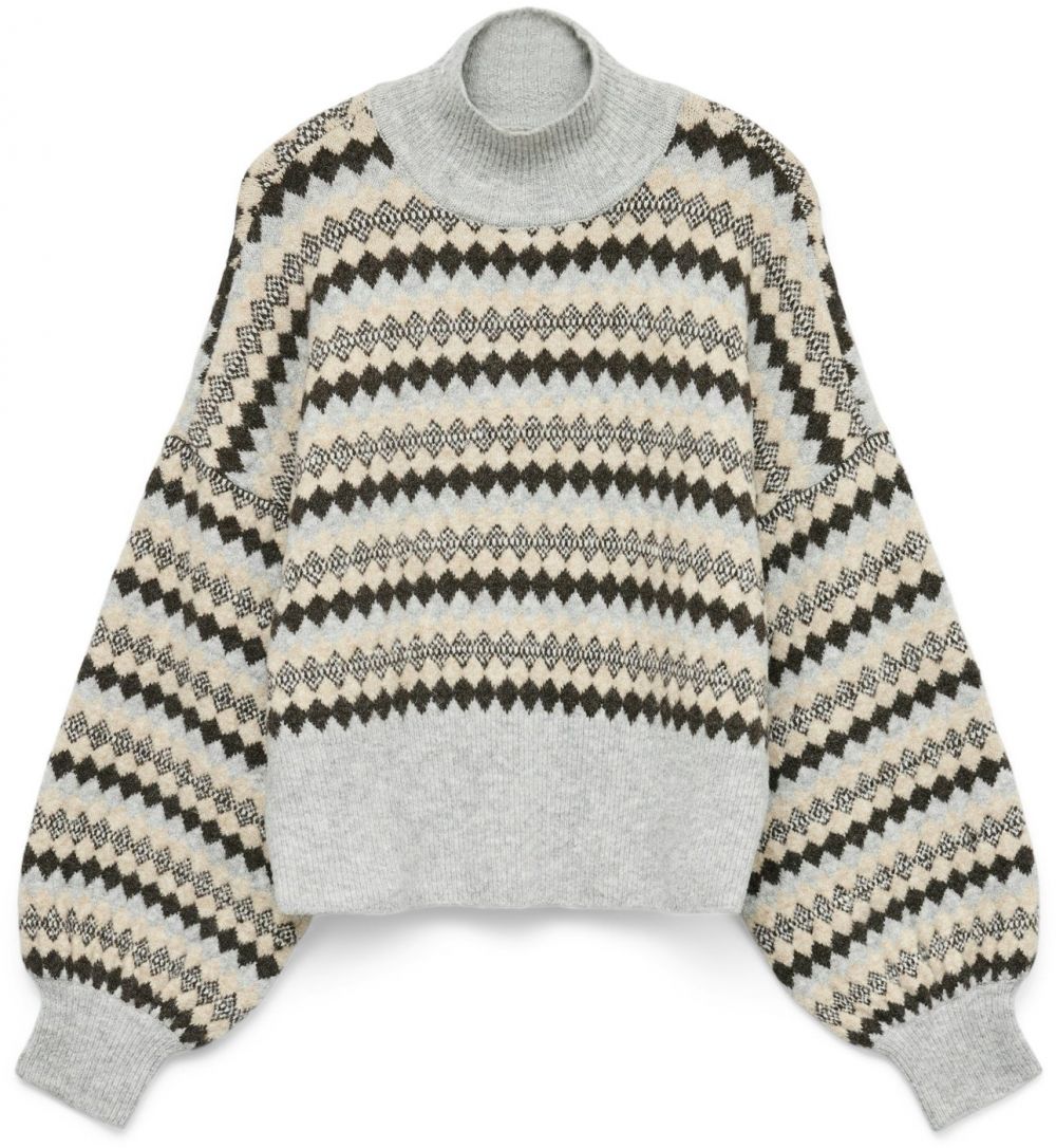 VERO MODA Sveter 'VMGAIVA'  piesková / svetlosivá / čierna