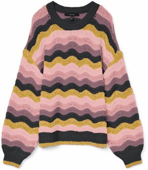 VERO MODA Sveter 'VMDOJ'  zelená / ružová / rosé