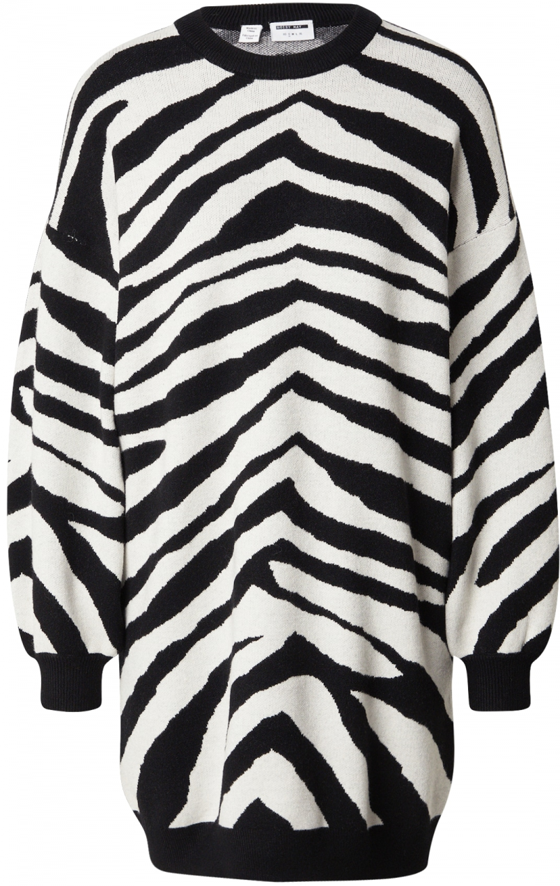 Noisy may Pletené šaty 'NMSHYLA'  čierna / biela