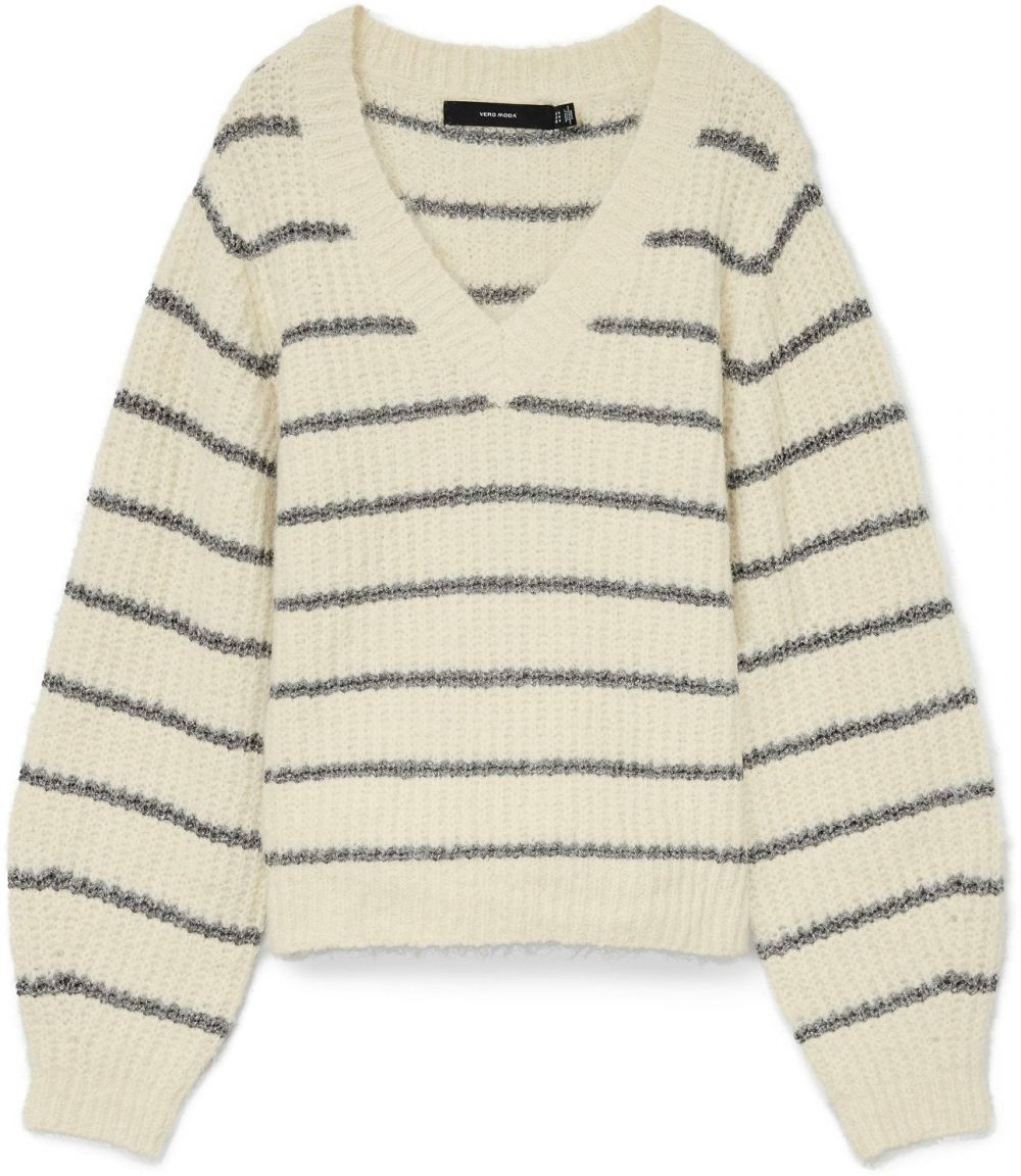 VERO MODA Sveter 'VMAWESOME'  krémová / tmavosivá / čierna