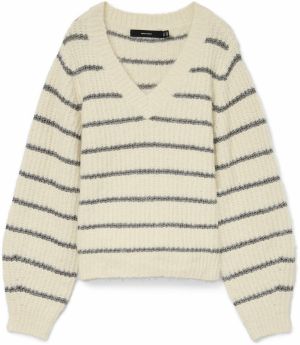 VERO MODA Sveter 'VMAWESOME'  krémová / tmavosivá / čierna