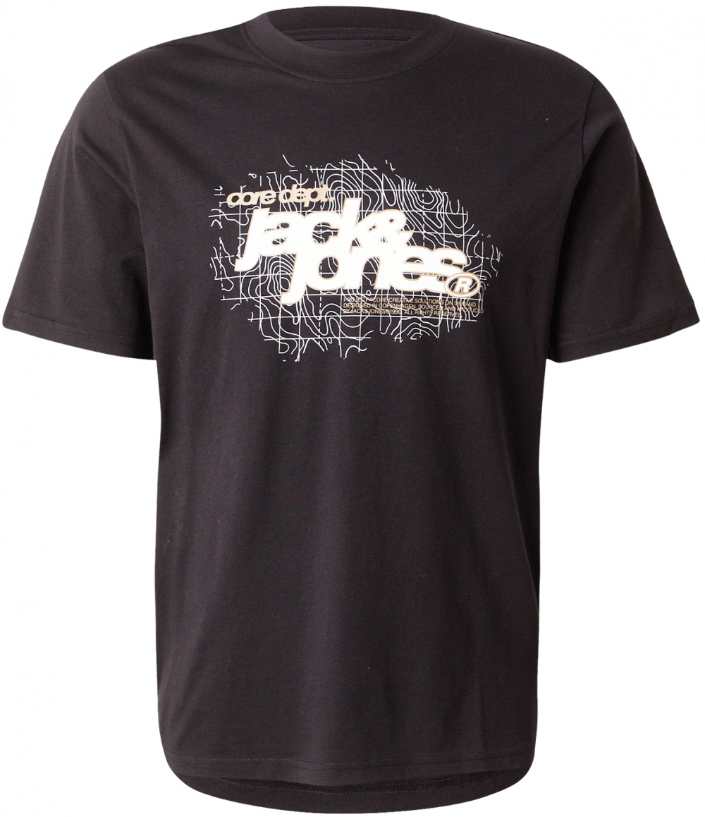 JACK & JONES Tričko 'JCOGRID'  béžová / čierna / biela