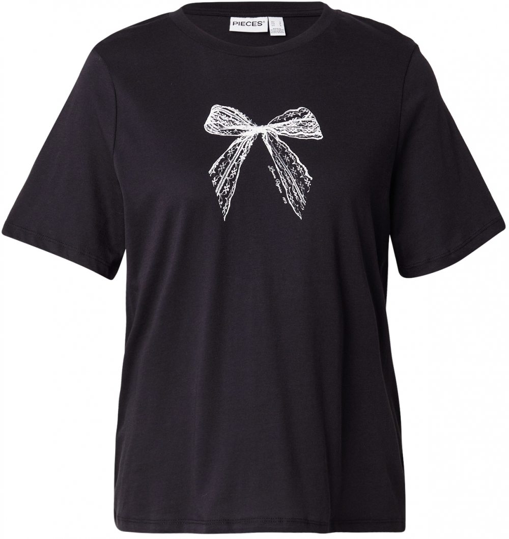 PIECES Tričko 'PCMANILLA'  čierna / strieborná