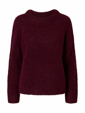 SELECTED Sveter 'SLFGabella'  farba lesného ovocia / čierna